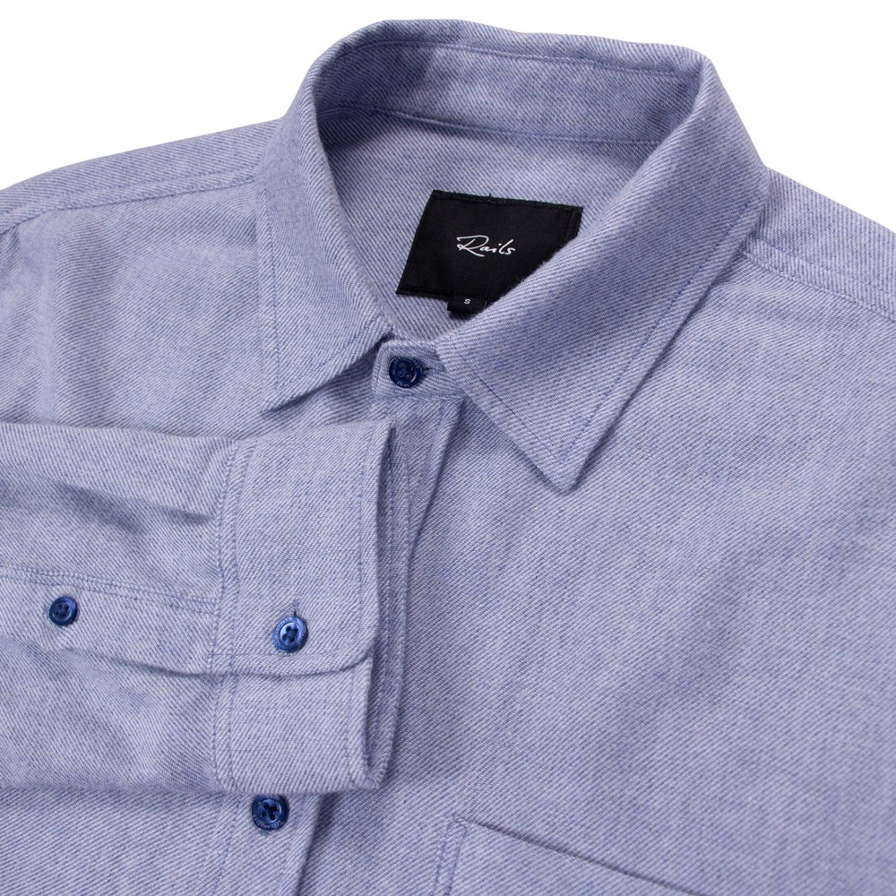 Rails Lennox Mens Small Blue Melange Flannel Long Sleeve Button Down‎ Shirt